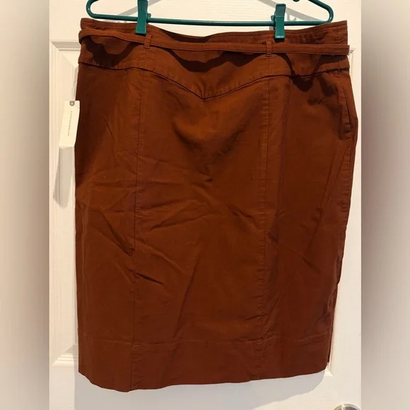 NWT By Anthropologie Size XL Belted Pencil Skirt Brown - Picture 7 of 13